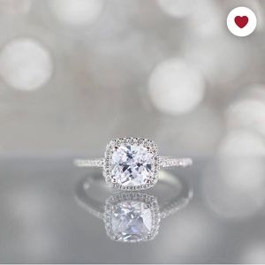 2 carat Halo, Cushion Cut CZ Ring size 4.5